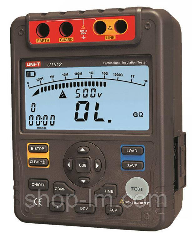 Мегаомметр UNI-T UT512 (від 0,5 МОм до 100 000 МОм; від 500 до 2500 В)