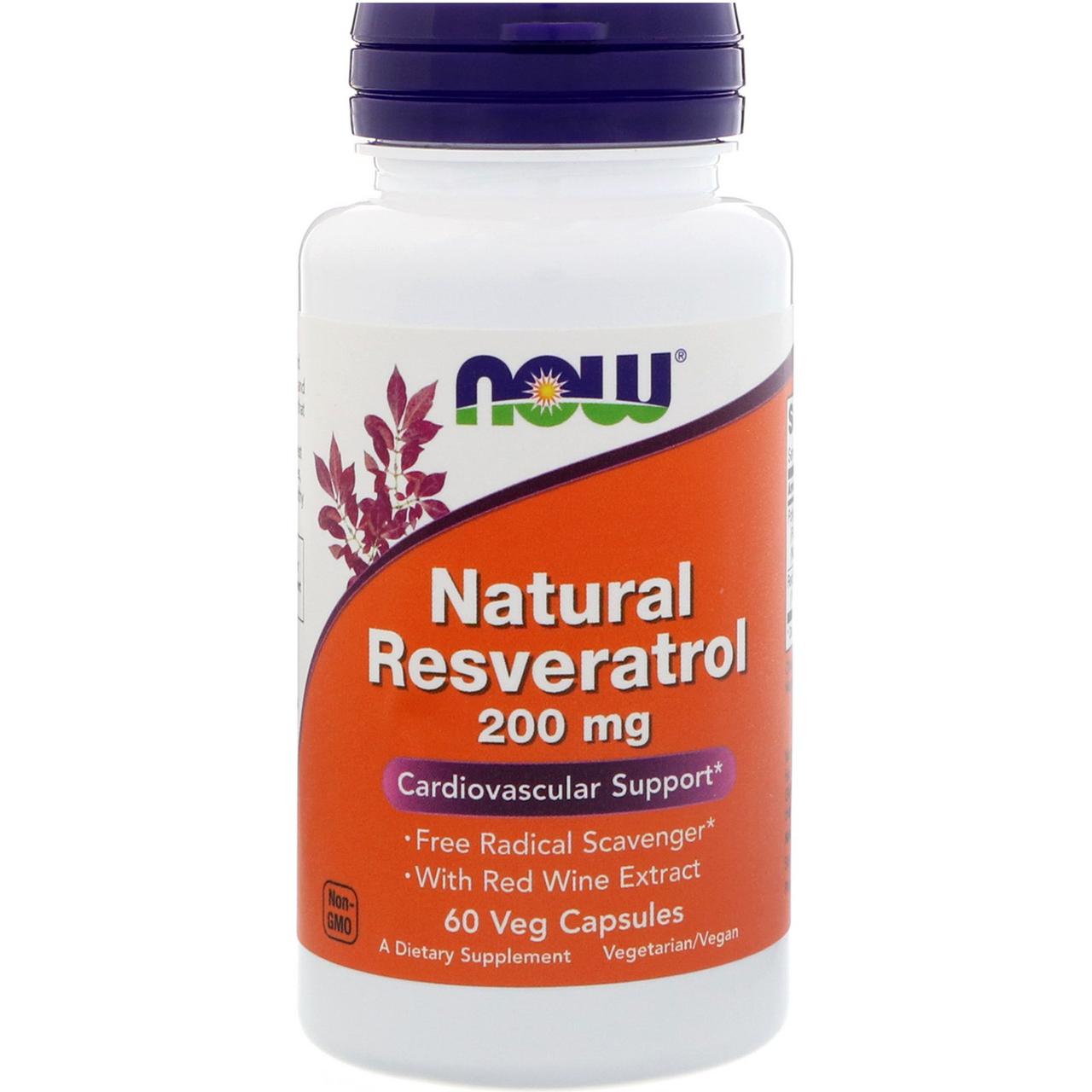 Ресвератрол (Resveratrol), Now Foods, натуральний, 200 мг, 60 капсул