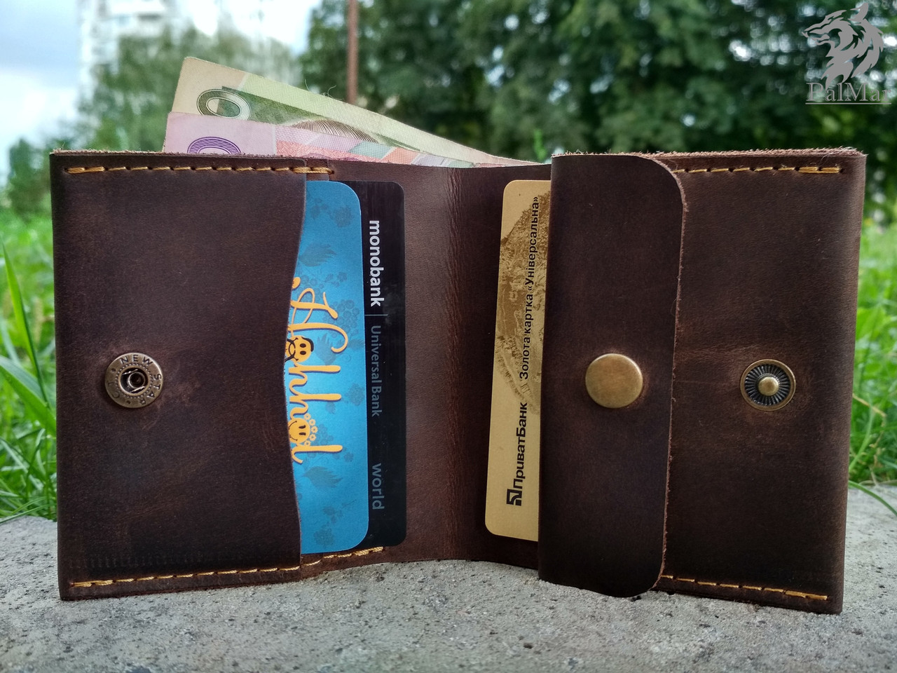 Шкіряний гаманець "Woolly" шкіряний гаманець унісекс, гаманець ручної роботи, натуральна шкіра
