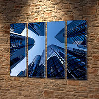 Картина модульная В окружении небоскребов на Холсте син., 65x80 см, (65x18-4)