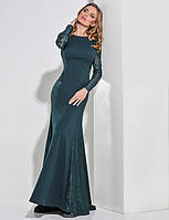 Платье женское зеленое вечернее длинное с юбкой-годе Modna KAZKA MKENG2161-1