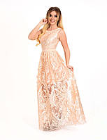 Женское вечернее платье розовое макси в пол Modna KAZKA MKENG2178-1
