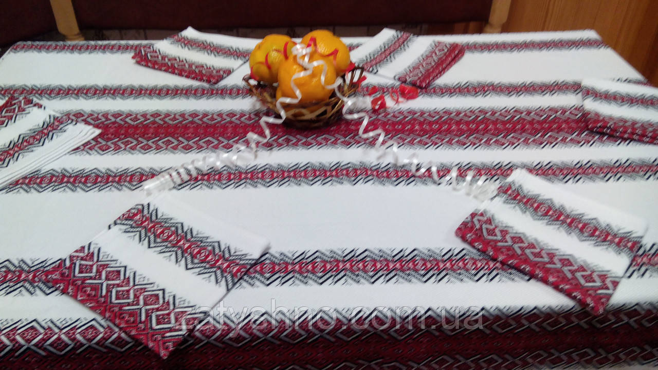 Скатертина вишита червона