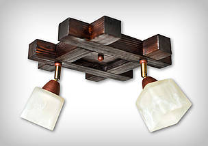 Люстра дерев'яна стельова КвадроХ/3 коричнева спрямованого світла, фото 3