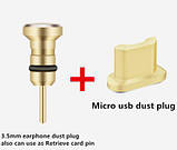Комплект заглушок у роз'єм для навушників 3,5 мм і micro USB для смартфона Android, grey, сірий, графіт , фото 5