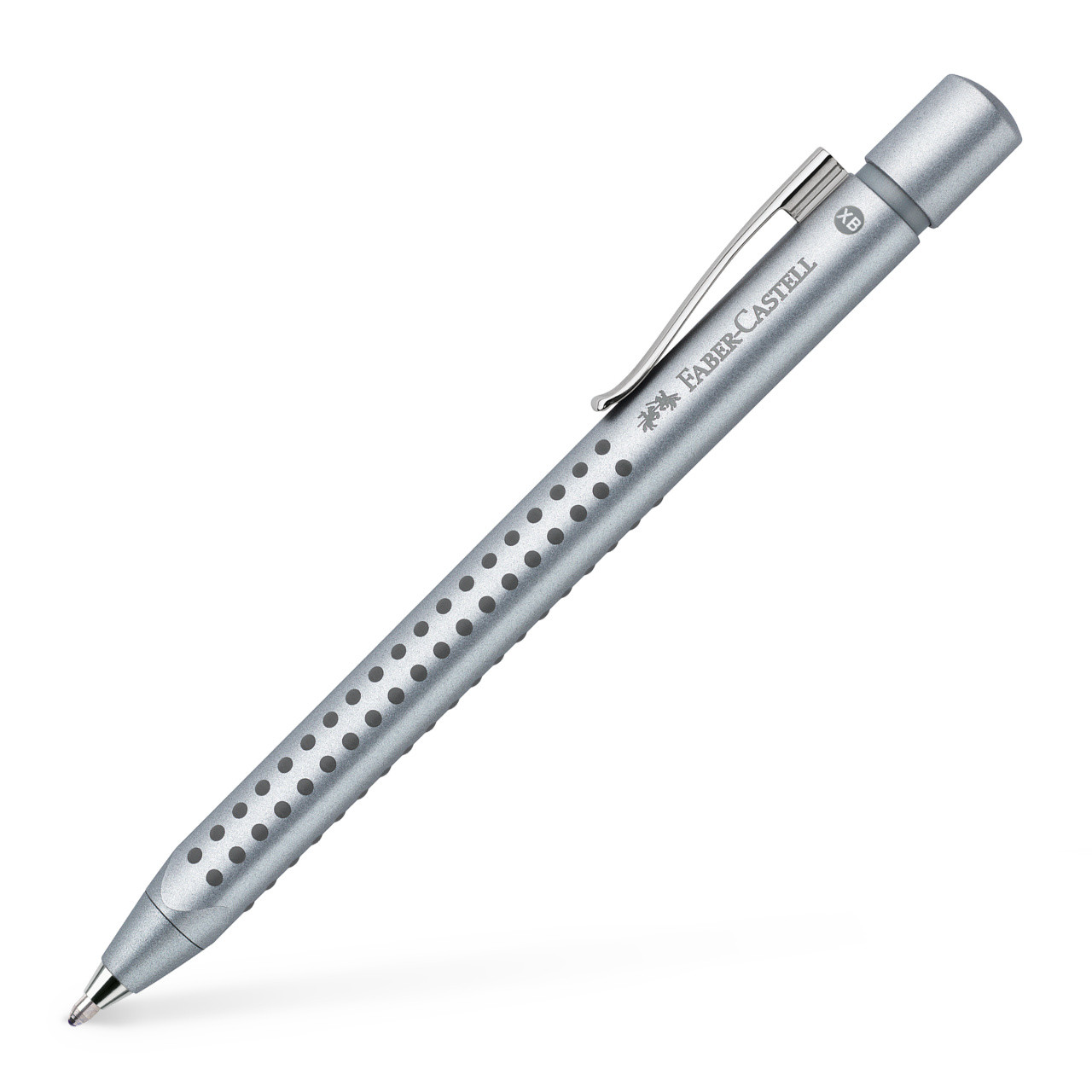 Ручка кулькова автоматична Faber-Castell Grip 2011 стрижень синій ХВ (1 мм) у срібному корпусі, 144111