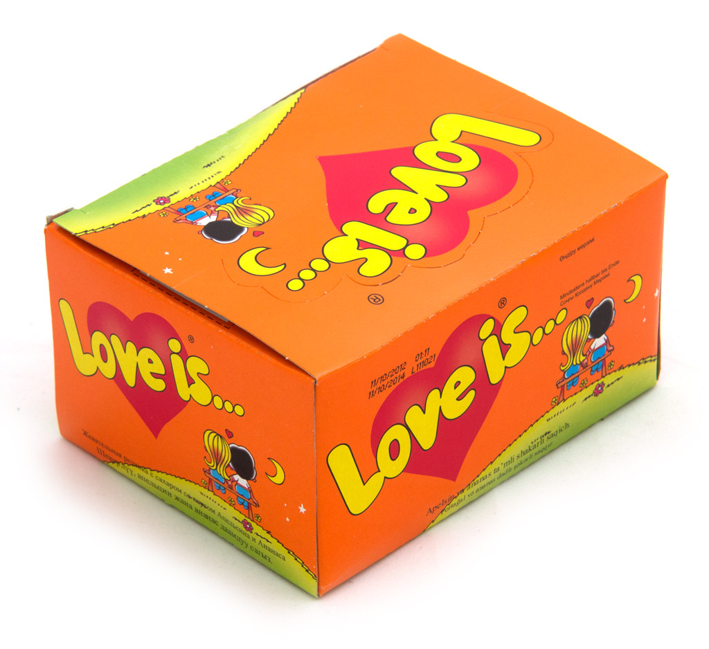 Блок жуйок " Love is апельсин-ананас подарунок на день закоханих