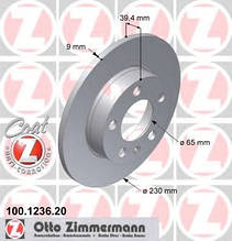 Гальмівний диск задній Zimmermann для Octavia TOUR 1.8 T, 2.0, 1.9 (ASV, AHF)