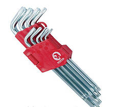 Набір Г-подібних ключів TORX 9 од. T10-T50 Cr-V Big Intertool HT-0608