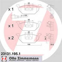 Гальмівні колодки передні Zimmermann для Octavia TOUR 1.6, 2.0, 1.9 TDI