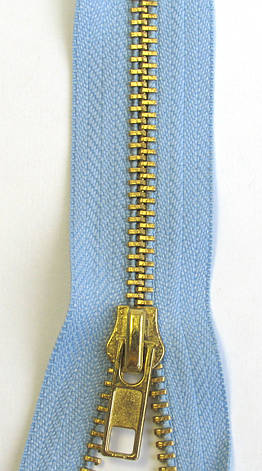 Блискавка металева Блакитна з золотом 18см Тип5 автомат, фото 2