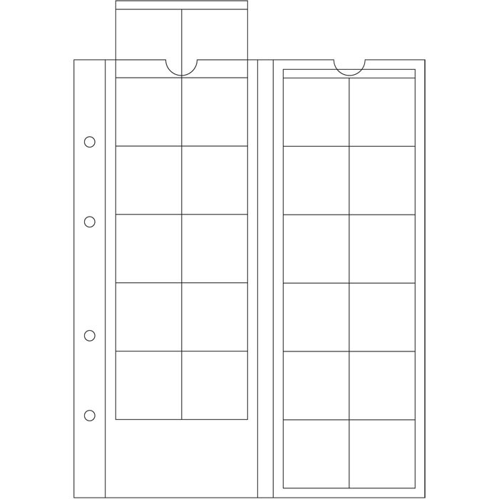 Аркуш до альбому Leuchtturm, OPTIMA для монет до 34 мм, паковання (5 шт.)