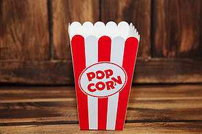 Коробка попкорн 1 л. Червоно-біла (50шт/уп)