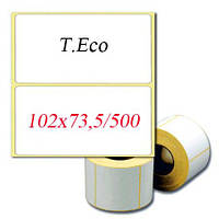 Термоэтикетки 102х73,5,100х73 мм, в рулоне 500 шт. T.Eco . Скидки при заказах от 5 рулонов!