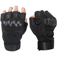 Беспалые тактические перчатки OAKLEY Black с усиленным Протектором размеры M, L, XL