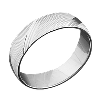 Кольцо обручальное серебряное с глубоким диагональным рисунком