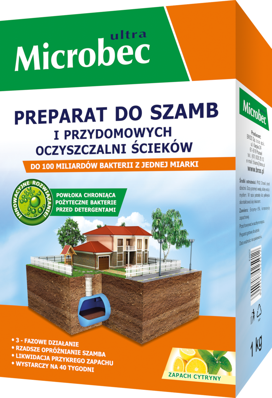 Засіб для вигрібних ям і дворових туалетів із запахом лимона Microbec 1 кг