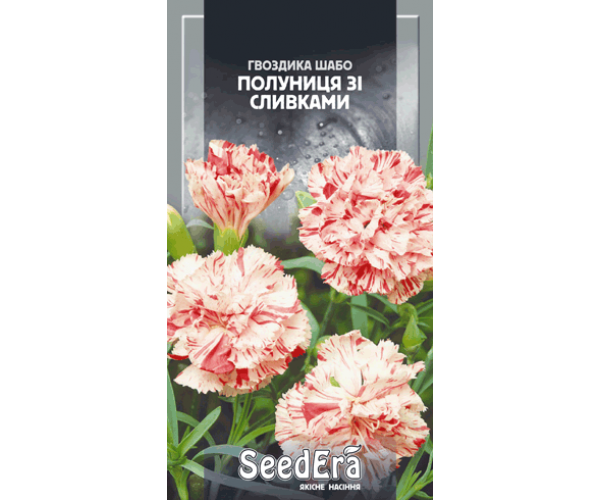 Насіння Гвоздики Шабо махрова полуниця з вершками дворічна 0,2г ТМ SeedEra