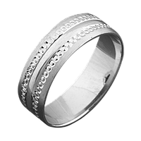 Серебряное обручальное кольцо с глубоким орнаментом по профилю