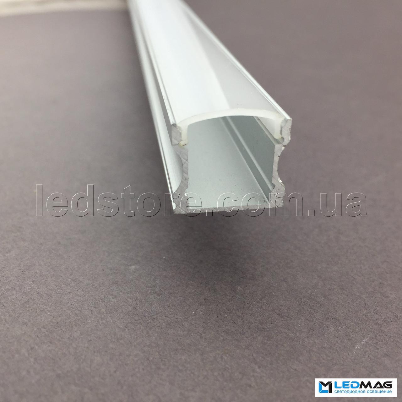LED профіль + кришка для світлодіодної стрічки накладної 18х15 мм