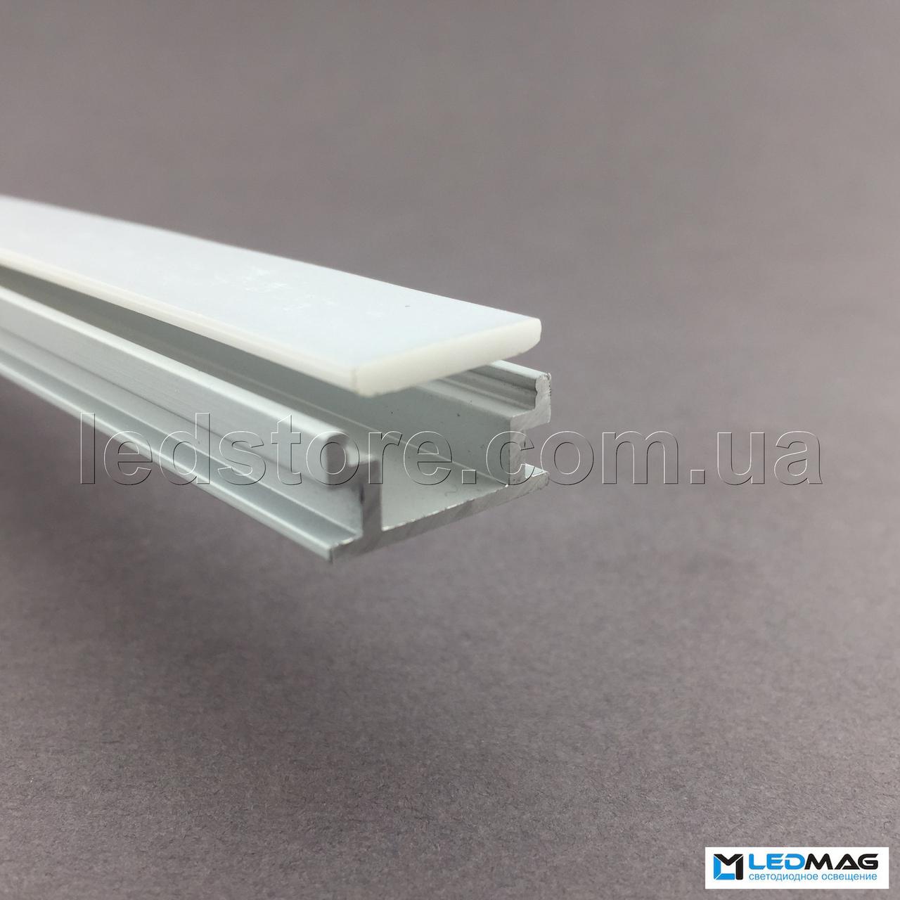 LED профіль + кришка для світлодіодної стрічки для підлоги накладної 19х8 мм