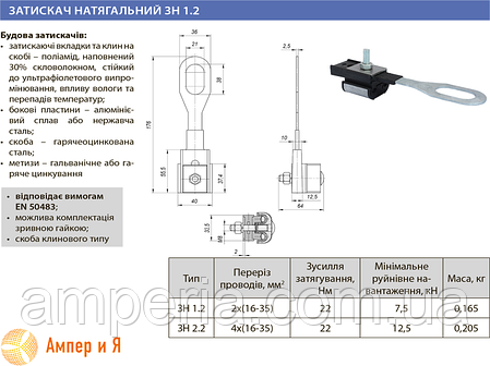 Затискач анкерний ЗН 1,2 2х(16-35) ЛИЗО, фото 3
