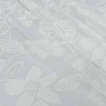 Тюль серпанок з обважнювачем, квітковий принт, білий