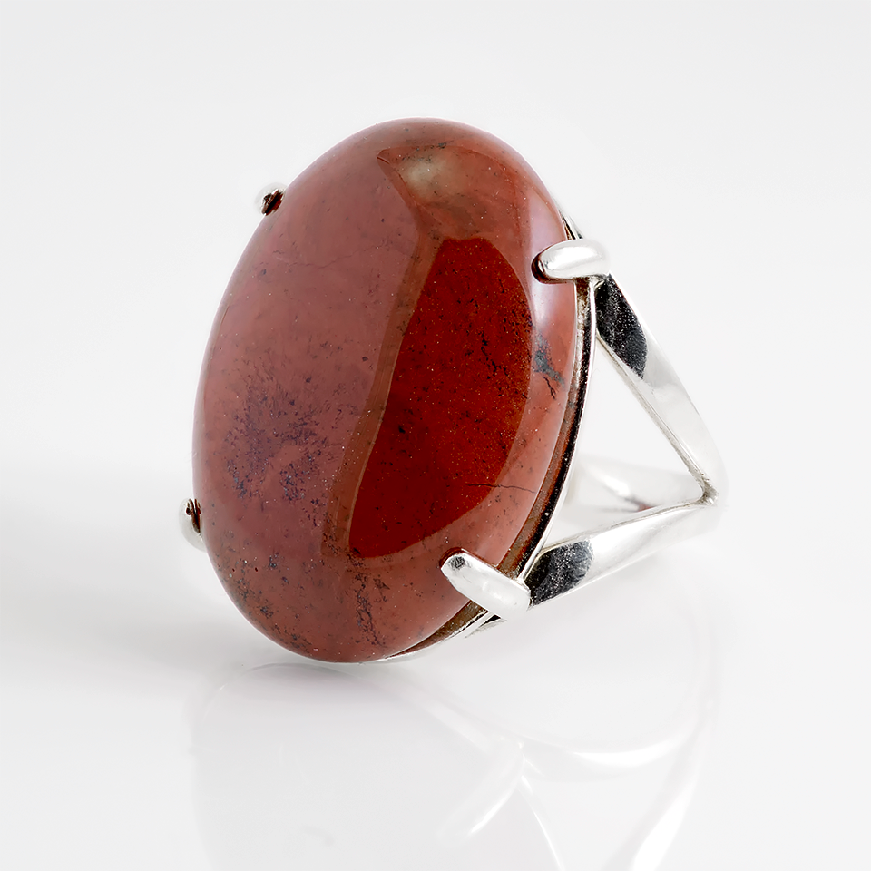 Яшма червона, 25*18 мм, срібло 925, кільце, 087КЯ