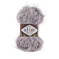 Турецкая пряжа для вязания нитки Alize DECOFUR (Декафур) травка 119 серый