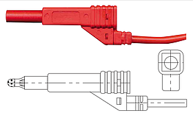  Кабель червоний 2 м, вмик. штекер діаметром 4 мм. з'єднувальний кабель