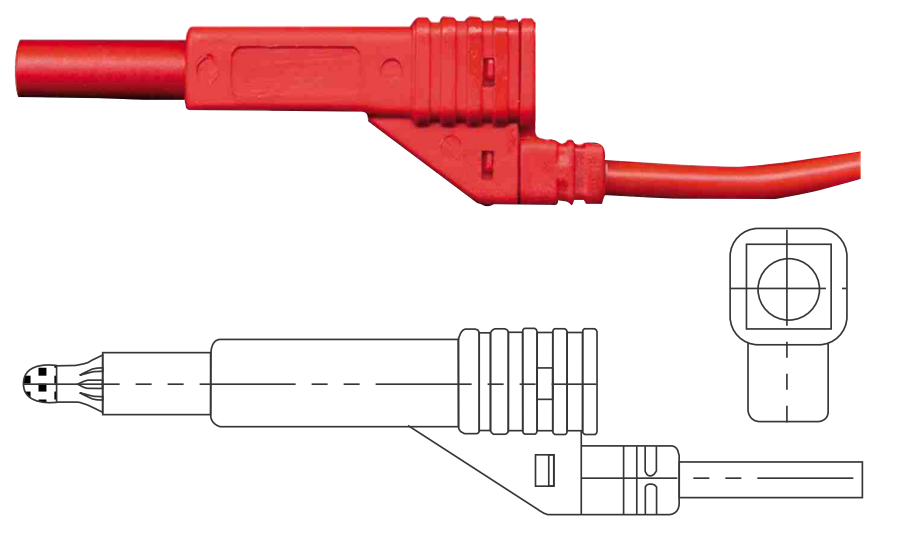  Кабель червоний, вмик. штекер діаметром 4 мм. з'єднувальний кабель, фото 1