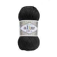 Пряжа для ручного вязания Alize DİVA (Ализе дива) 60 черный