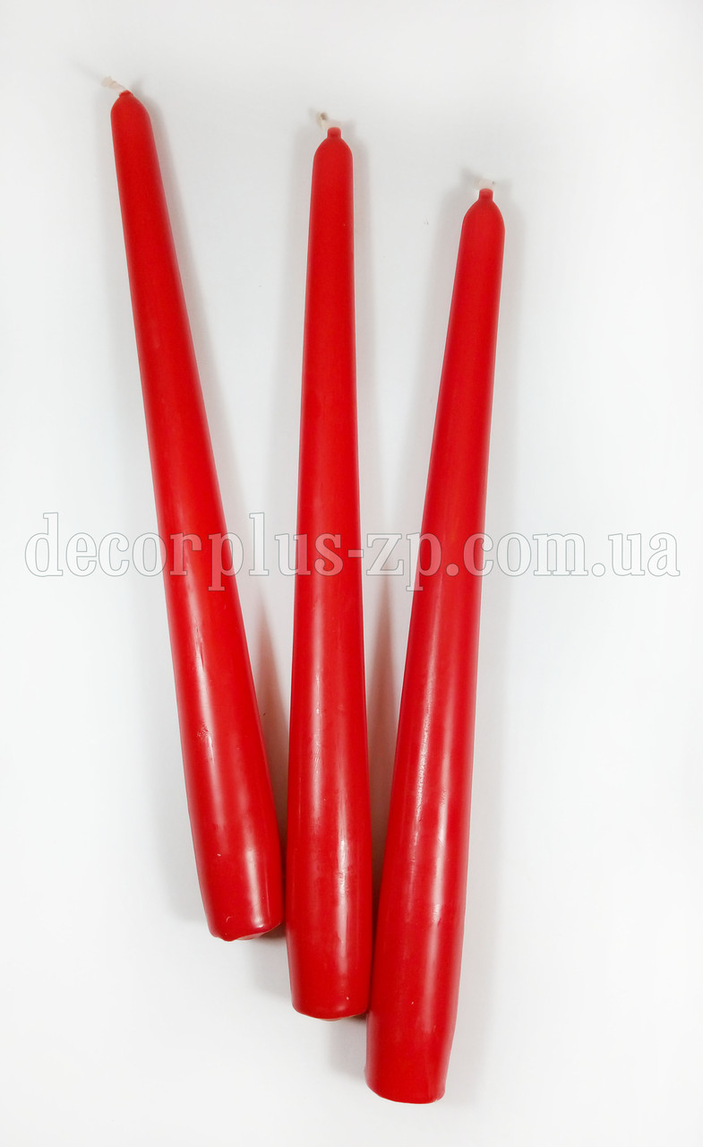Свічка декоративна 24 см червона, фото 1