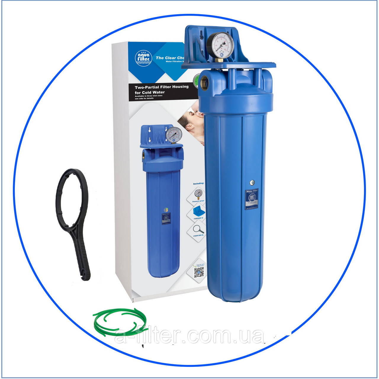 20" Синій посилений натрубний корпус фільтра типу "Big Blue", 1", фото 1