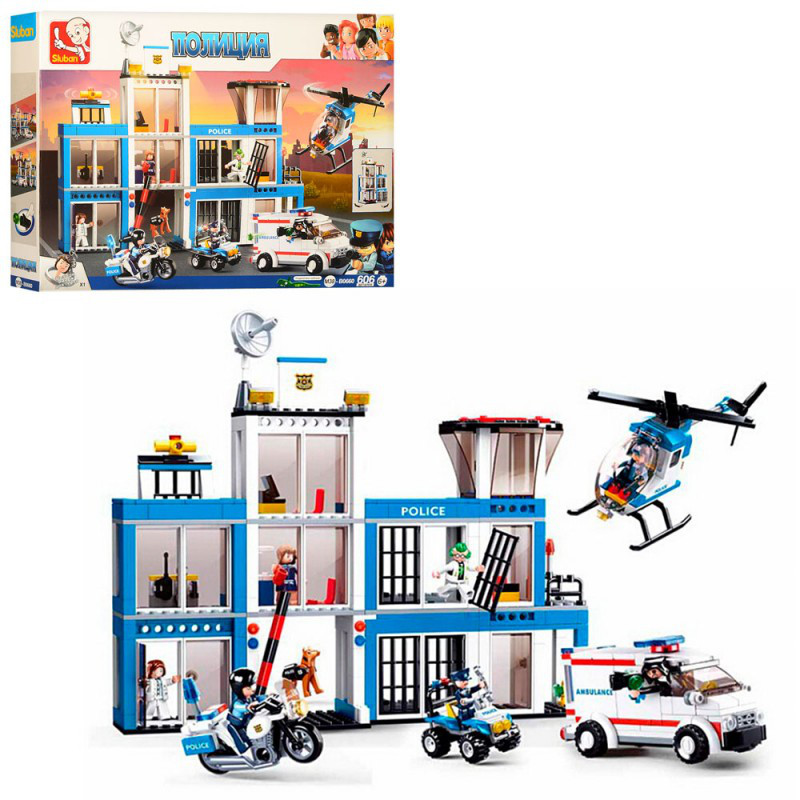 Конструктор SLUBAN M38-B0660 "Police": поліція, ділянка 32 см, транспорт, фігурки, 606 деталей, фото 1