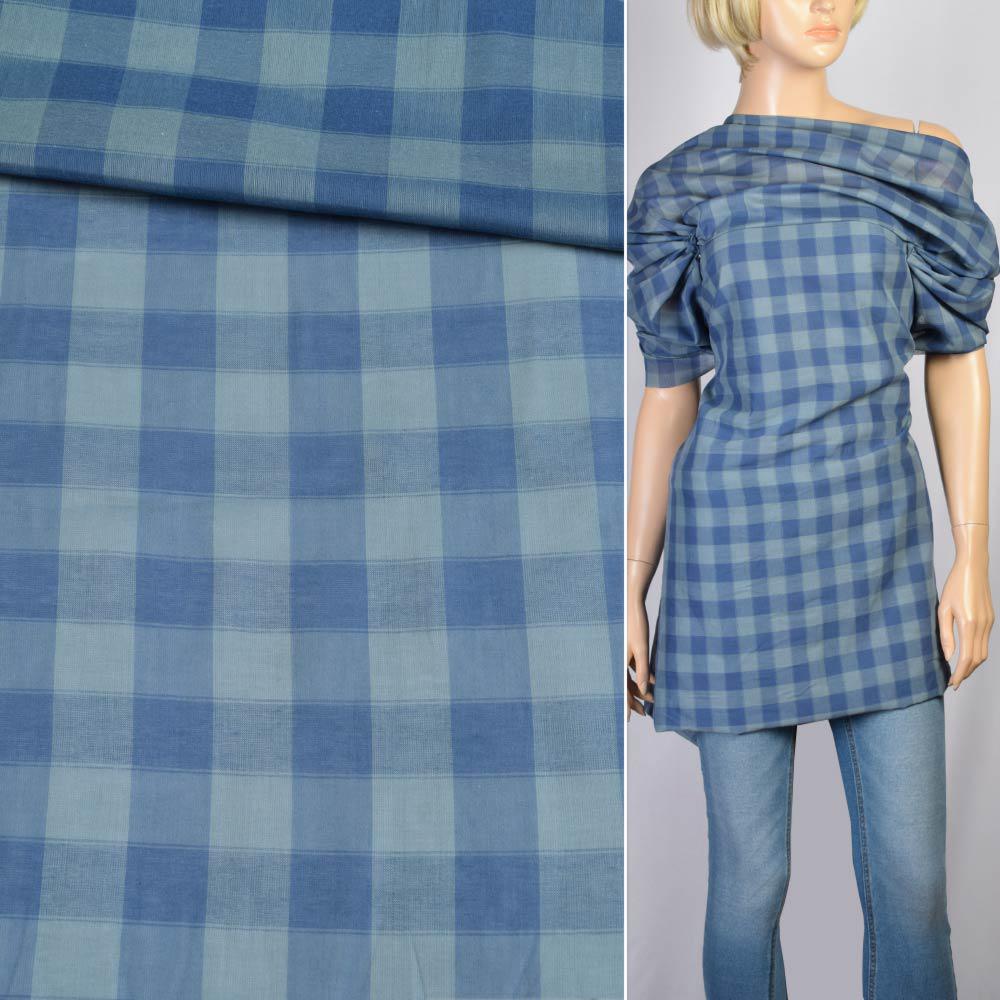 Бавовна сорочковий в синьо-сіру клітку, ш.150