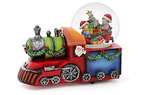 Декоративна водяна куля Дітки на паровозі 16см із музикою "Jingle Bells" на заводному механізмі, 1шт. (559-330)