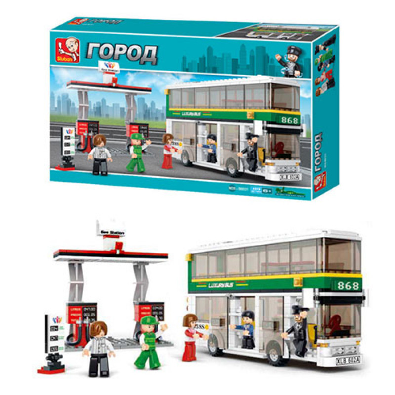 Конструктор SLUBAN M38-B0331, двоповерховий автобус, фігурка, 403 деталі, фото 1