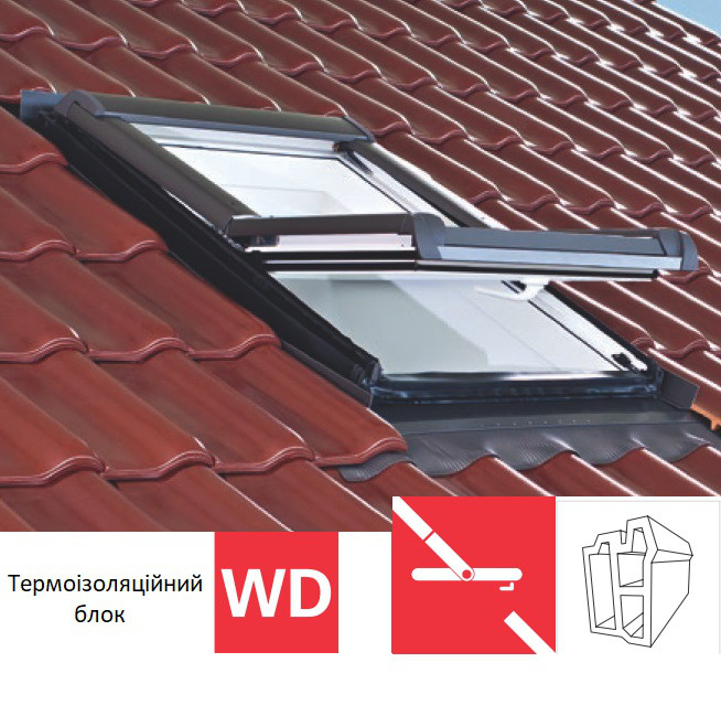 Мансардне вікно Roto Designo R45 (ПВХ)(з термоізоляційним блоком WD) 74х118 см