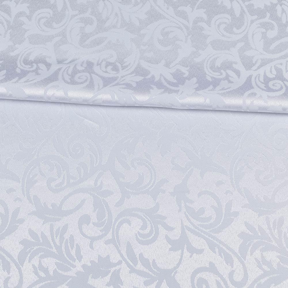 Жакард скатерковий листя і завитки білий, ш.320