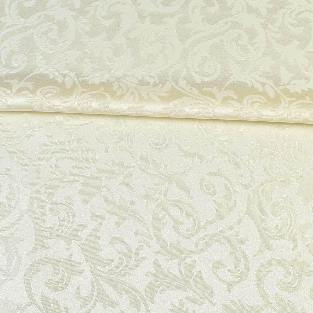 Жакард скатерковий листя і завитки молочний, ш.320