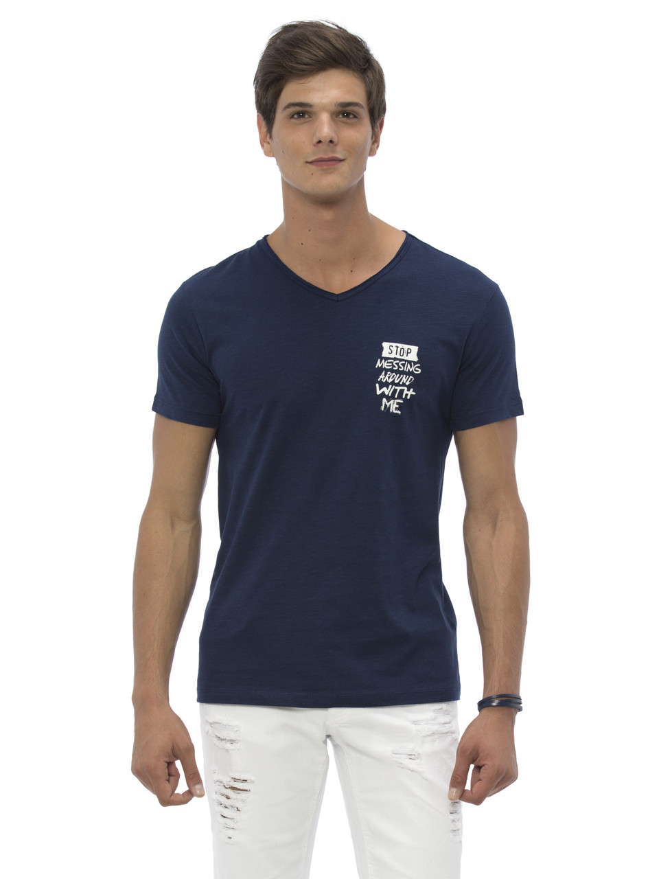 Синя чоловіча футболка LC Waikiki / ЛЗ Вайкікі з білим написом