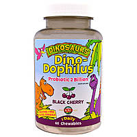 Пробиотики для детей, черемуха, 60 жевательных таблеток KAL, Dino-Dophilus