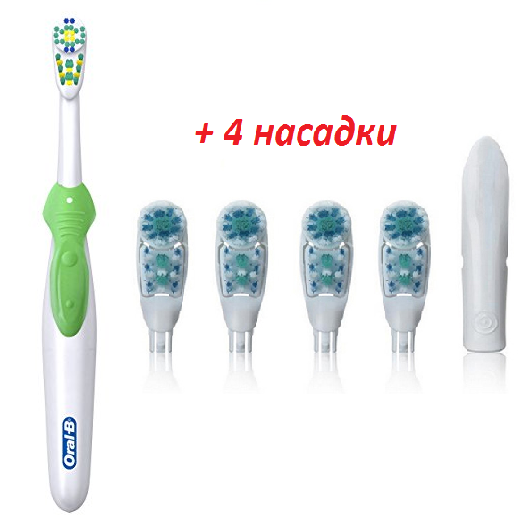 Зубна щітка Oral-B Cross Action Complete на батарейці, B1010F (5 насадок у комплекті)