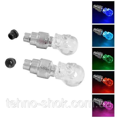 Велосипедний золотник 819 (череп), 5 кольорів, 1 LED, 3xAG10