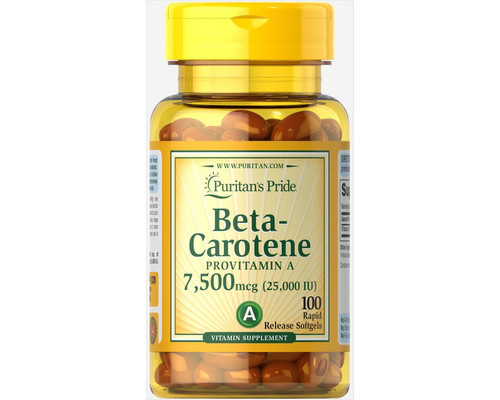 Вітамін BETA-CAROTENE 7,500 mcg (25,000 IU) 100 гелевих капсул