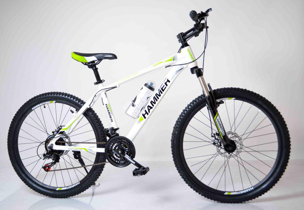 Велосипед гірський 26" HAMMER Біло-салатовий (white-green). Легка алюмінієва рама.