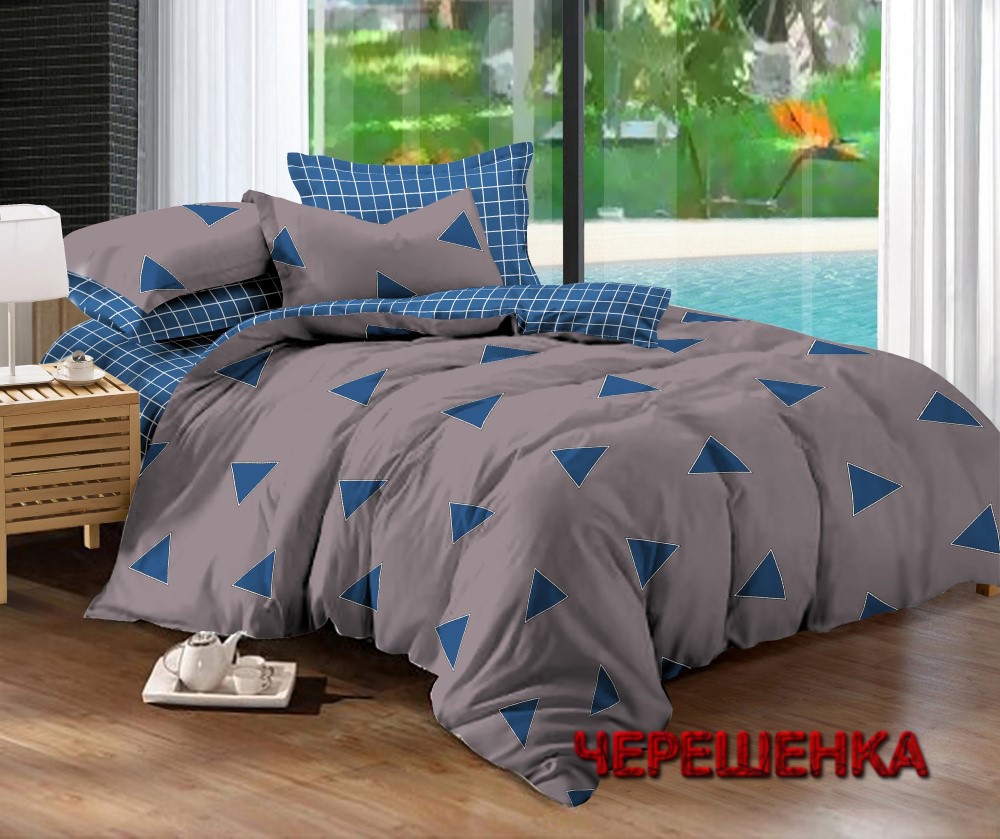 Тканини компаньйони 220 см для постільної білизни Сатин 100% бавовна (A+B) — (60 м + 60 м) геометричний принт карта та трикутники