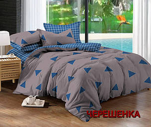 Тканини компаньйони 220 см для постільної білизни Сатин 100% бавовна (A+B) — (60 м + 60 м) геометричний принт карта та трикутники, фото 1