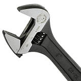 Ключ розвідний 200мм, Cr-V, чорний, фосфатований, з полірованої головкою INTERTOOL XT-0058, фото 4